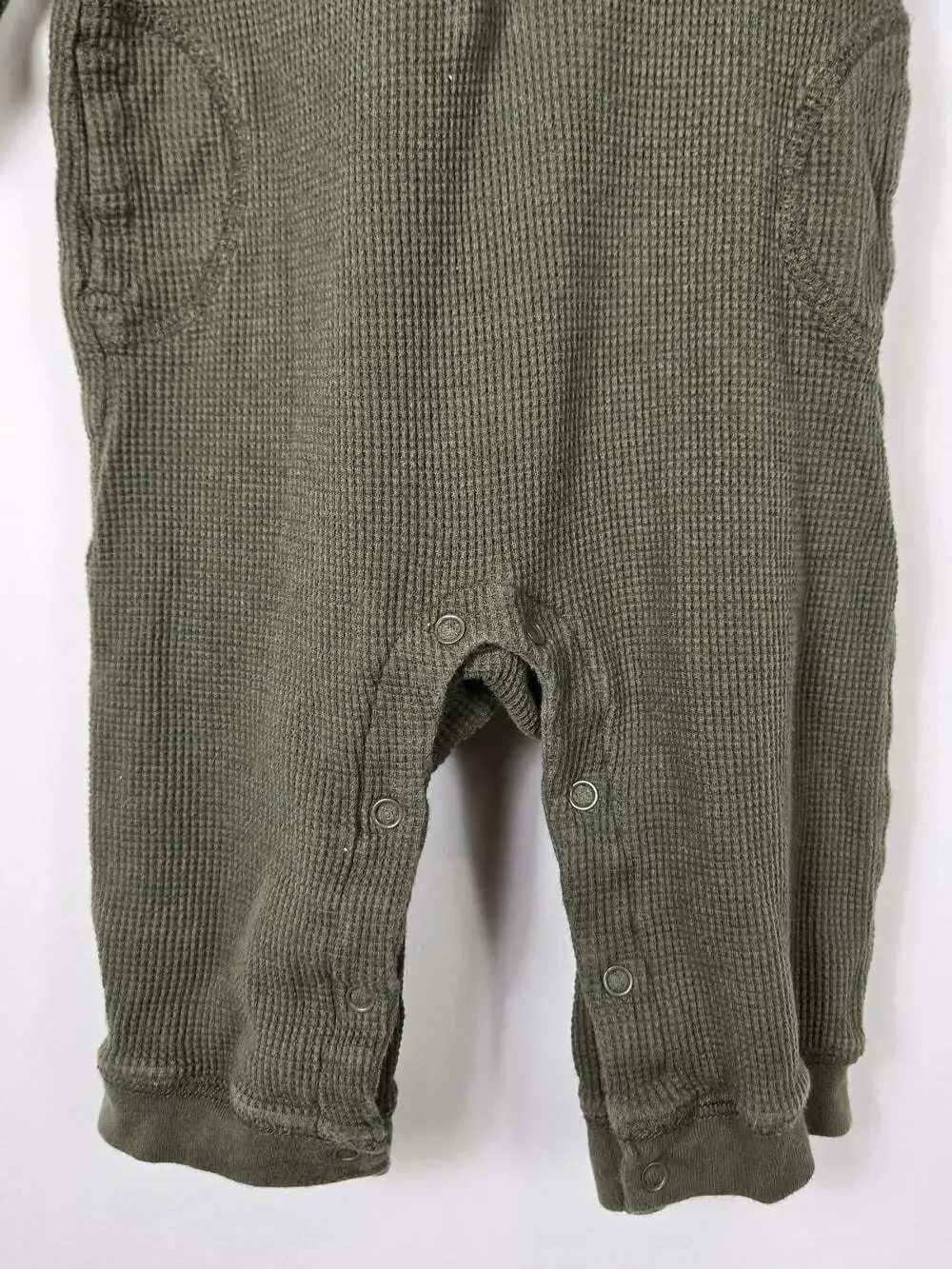 Gymboree Baby Hooded Coverall 6-12M Olive Green Waffle Knit Truck 2008